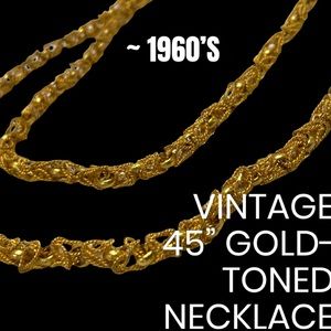 Vintage 45” Gold Tone Beautifully Detailed Necklace ~1960